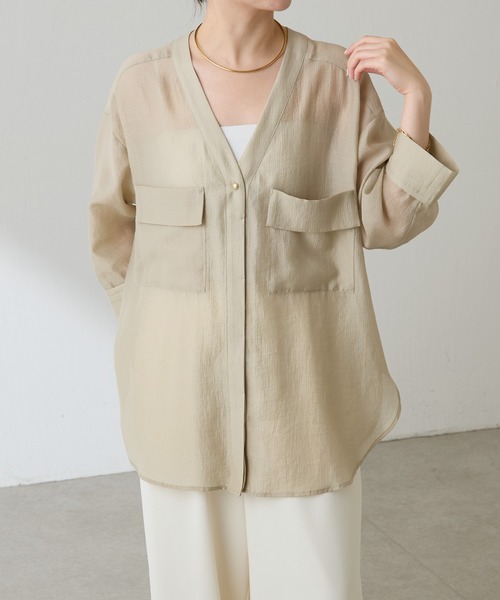 COLLAGE GALLARDAGALANTE ヴィンテージライクシアーシャツ ヴィンテージライクVネックオーバーシアーシャツ/WEB限定カラー