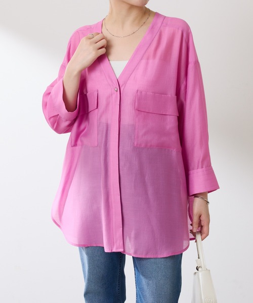 コラージュ ガリャルダガランテ カラーシャツ　シアーシャツ　長袖 COLLAGE GALLARDAGALANTE（コラージュガリャルダガランテ）の