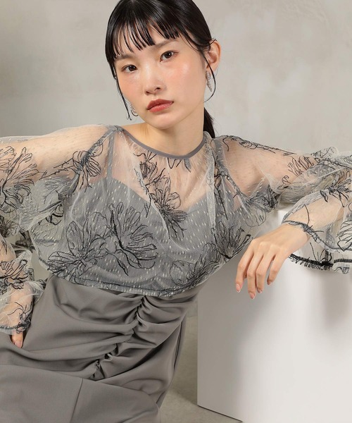 フラワー レース ボレロ ギャザー ワンピース オケージョンドレス 2点