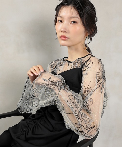 Kana（カナ）の「フラワー レース ボレロ ギャザー ワンピース オケージョンドレス 2点セット パーティー ドレス 結婚式 お呼ばれ（ドレス・レディース・ブラック/グレー/キャメル・M）」の19枚目の写真