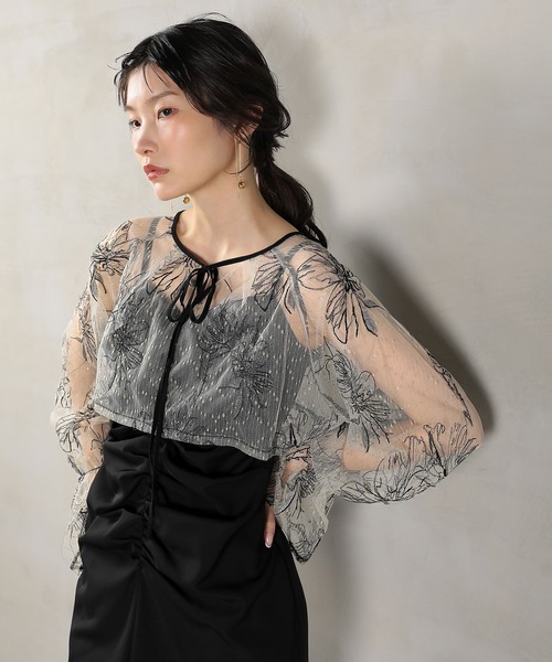 フラワー レース ボレロ ギャザー ワンピース オケージョンドレス 2点