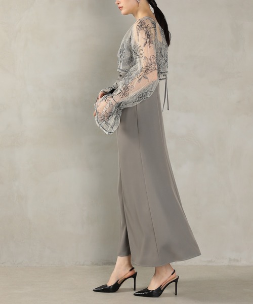 フラワー レース ボレロ ギャザー ワンピース オケージョンドレス 2点