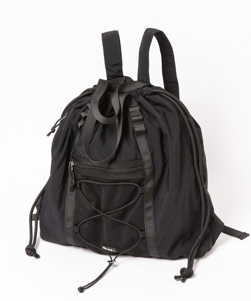 ナップサック　リュックサック　編み物　ブラック ASSORT DRAW CORD KNAPSACK/アソートドローコードナップサック