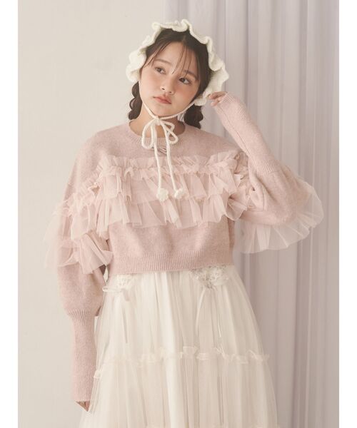 セール】デコラティブチュールニットトップス（ニット/セーター