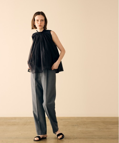 Marilyn Moon(マリリンムーン)の「sheer starched cotton gather blouse(シャツ/ブラウス・レディース・ブラック/オフホワイト/グレー・FREE)」の5枚目の写真
