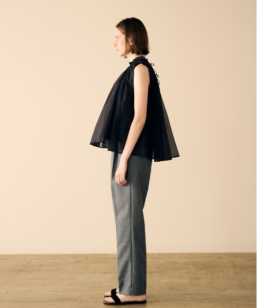 Marilyn Moon(マリリンムーン)の「sheer starched cotton gather blouse(シャツ/ブラウス・レディース・ブラック/オフホワイト/グレー・FREE)」の10枚目の写真