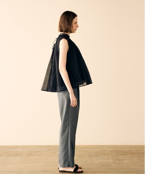 Marilyn Moon(マリリンムーン)の「sheer starched cotton gather blouse(シャツ/ブラウス・レディース・ブラック/オフホワイト/グレー・FREE)」の11枚目の写真