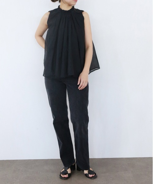 Marilyn Moon(マリリンムーン)の「sheer starched cotton gather blouse(シャツ/ブラウス・レディース・ブラック/オフホワイト/グレー・FREE)」の13枚目の写真