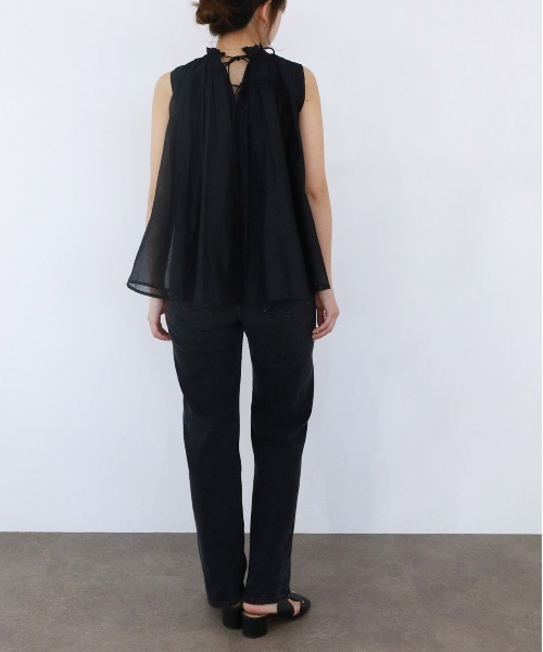 Marilyn Moon(マリリンムーン)の「sheer starched cotton gather blouse(シャツ/ブラウス・レディース・ブラック/オフホワイト/グレー・FREE)」の15枚目の写真