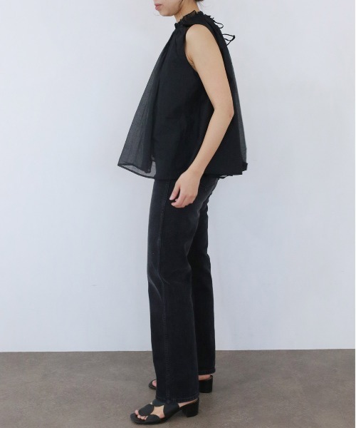 Marilyn Moon(マリリンムーン)の「sheer starched cotton gather blouse(シャツ/ブラウス・レディース・ブラック/オフホワイト/グレー・FREE)」の14枚目の写真