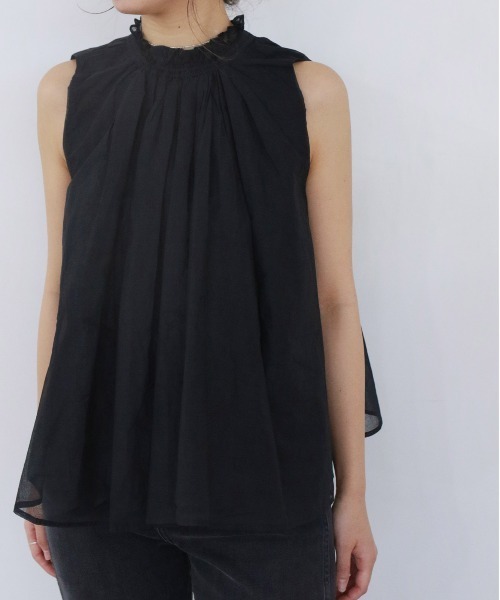 Marilyn Moon(マリリンムーン)の「sheer starched cotton gather blouse(シャツ/ブラウス・レディース・ブラック/オフホワイト/グレー・FREE)」の16枚目の写真