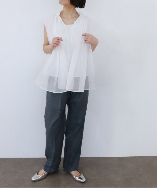 Marilyn Moon(マリリンムーン)の「sheer starched cotton gather blouse(シャツ/ブラウス・レディース・ブラック/オフホワイト/グレー・FREE)」の18枚目の写真
