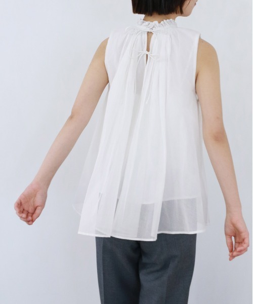 Marilyn Moon(マリリンムーン)の「sheer starched cotton gather blouse(シャツ/ブラウス・レディース・ブラック/オフホワイト/グレー・FREE)」の20枚目の写真