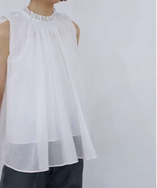 Marilyn Moon(マリリンムーン)の「sheer starched cotton gather blouse(シャツ/ブラウス・レディース・ブラック/オフホワイト/グレー・FREE)」の21枚目の写真