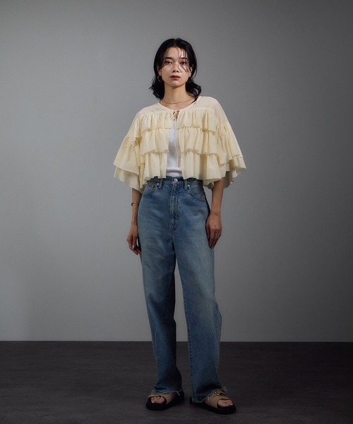 SALON adam et rope'（サロン アダム エ ロペ）の「コットンラッフルブラウス（シャツ/ブラウス・レディース・オフホワイト/ブラック・FREE）」の13枚目の写真
