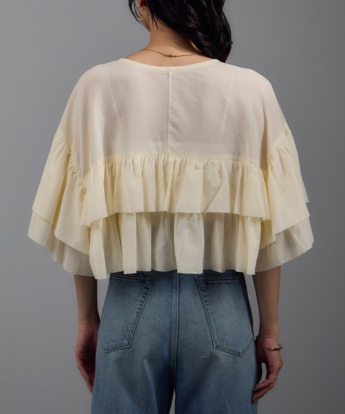 SALON adam et rope'（サロン アダム エ ロペ）の「コットンラッフルブラウス（シャツ/ブラウス・レディース・オフホワイト/ブラック・FREE）」の18枚目の写真