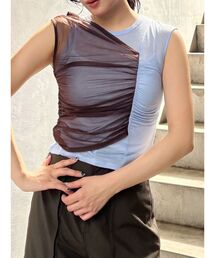 MURUA（ムルーア）の「レイヤードシャーリングカットソー（Tシャツ/カットソー）」