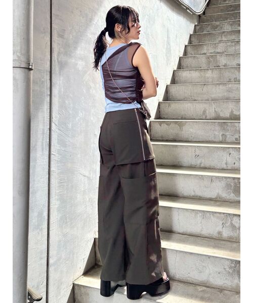 MURUA（ムルーア）の「レイヤードシャーリングカットソー（Tシャツ/カットソー・レディース・パープル/ブラック・FREE）」の21枚目の写真