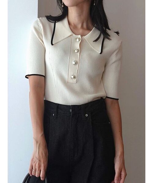 LAGUNAMOON（ラグナムーン）の「【WEB限】カラーネックラインニットプルオーバー（ニット/セーター・レディース・アイボリー/ライトグレー/ブラック・FREE）」の17枚目の写真