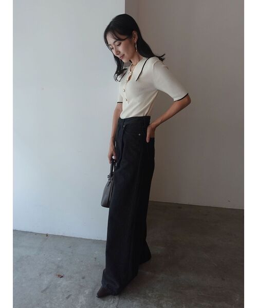 LAGUNAMOON（ラグナムーン）の「【WEB限】カラーネックラインニットプルオーバー（ニット/セーター・レディース・アイボリー/ライトグレー/ブラック・FREE）」の20枚目の写真