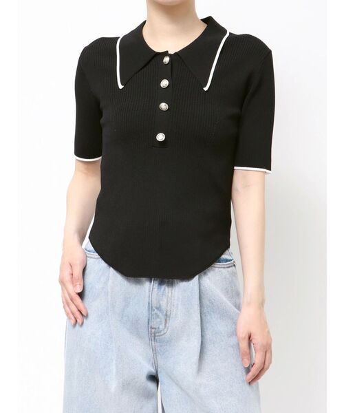 LAGUNAMOON（ラグナムーン）の「【WEB限】カラーネックラインニットプルオーバー（ニット/セーター・レディース・アイボリー/ライトグレー/ブラック・FREE）」の16枚目の写真