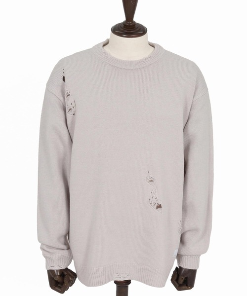 GLIMCLAP(グリムクラップ)の「mn3138-Mid-gauge crewneck sweater-Distressed for a vintage look- クルーネックニット(ニット/セーター・メンズ・キナリ/チャコール/ブラウン/ブラック・S/M/L)」の21枚目の写真