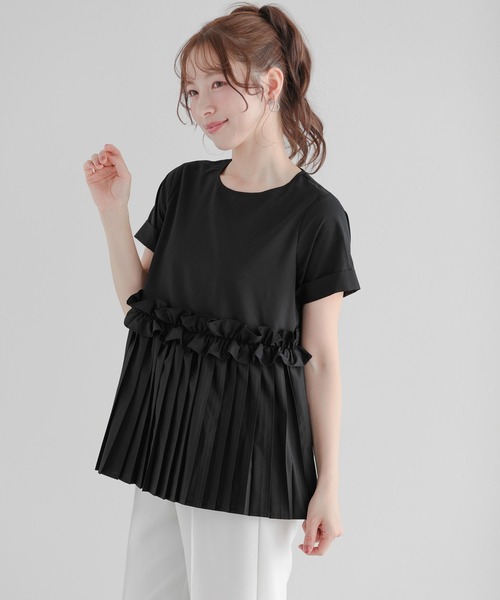 Fit more(フィットモア)の「プリーツフリルシャツ袖ブラウス(シャツ/ブラウス・レディース・ホワイト/ブラック・FREE)」の5枚目の写真