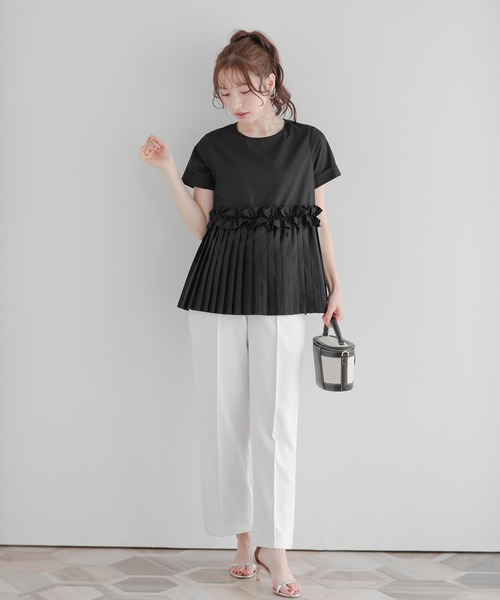 Fit more(フィットモア)の「プリーツフリルシャツ袖ブラウス(シャツ/ブラウス・レディース・ホワイト/ブラック・FREE)」の6枚目の写真