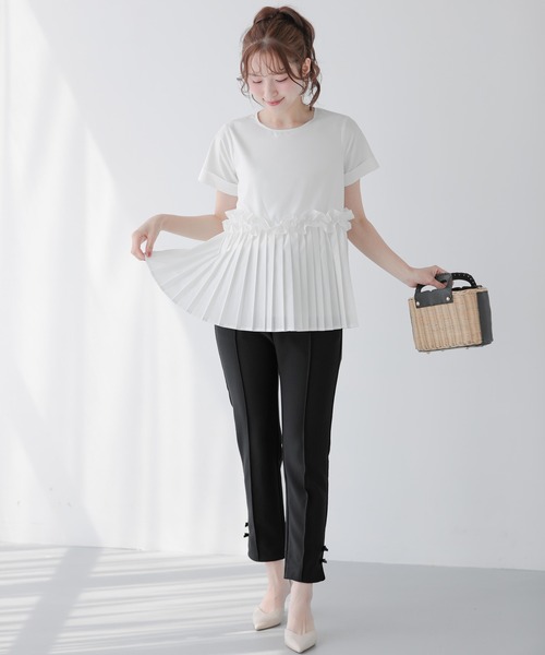 Fit more(フィットモア)の「プリーツフリルシャツ袖ブラウス(シャツ/ブラウス・レディース・ホワイト/ブラック・FREE)」の9枚目の写真