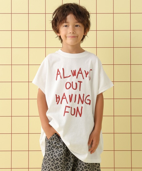 LEPSIM（レプシィム）の「【KIDS】手描きロゴBIGノースリチュニック　576690（Tシャツ/カットソー・キッズ・ブルー/オフホワイト・120/140）」の2枚目の写真
