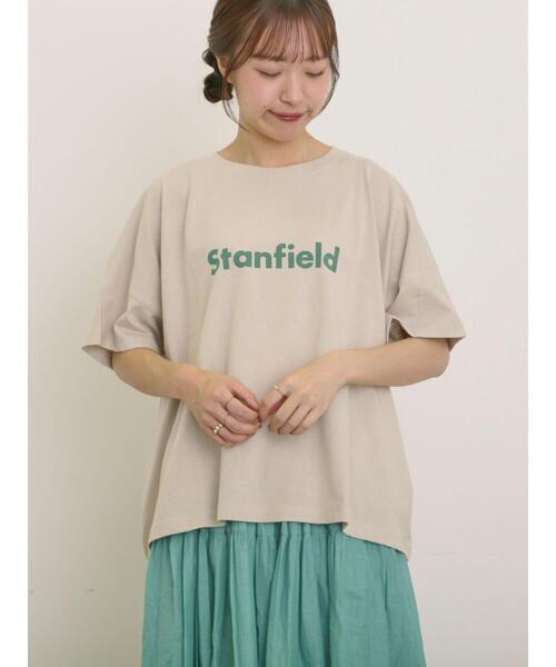 Samansa Mos2(サマンサ モスモス)の「ロゴアソートプリントゆるTシャツ(Tシャツ/カットソー・レディース・ベージュ/ネイビー/ピンク/オフホワイト・F)」の1枚目の写真