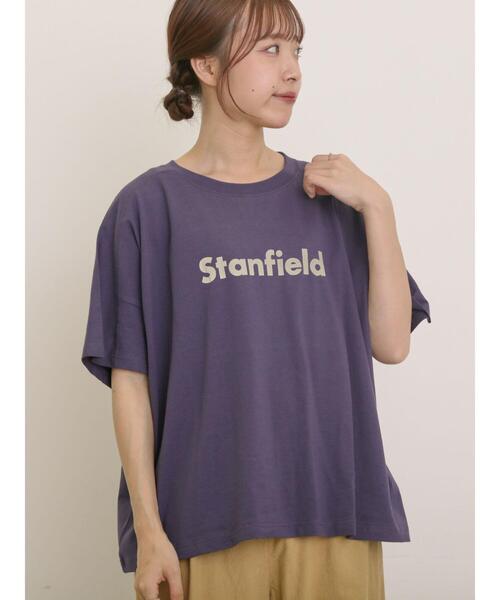 Samansa Mos2(サマンサ モスモス)の「ロゴアソートプリントゆるTシャツ(Tシャツ/カットソー・レディース・ベージュ/ネイビー/ピンク/オフホワイト・F)」の3枚目の写真