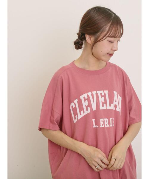 Samansa Mos2(サマンサ モスモス)の「ロゴアソートプリントゆるTシャツ(Tシャツ/カットソー・レディース・ベージュ/ネイビー/ピンク/オフホワイト・F)」の4枚目の写真