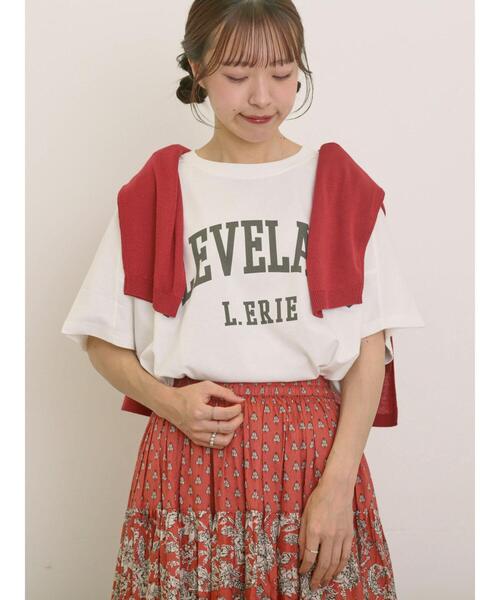 Samansa Mos2(サマンサ モスモス)の「ロゴアソートプリントゆるTシャツ(Tシャツ/カットソー・レディース・ベージュ/ネイビー/ピンク/オフホワイト・F)」の6枚目の写真