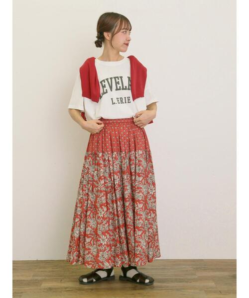 Samansa Mos2(サマンサ モスモス)の「ロゴアソートプリントゆるTシャツ(Tシャツ/カットソー・レディース・ベージュ/ネイビー/ピンク/オフホワイト・F)」の7枚目の写真