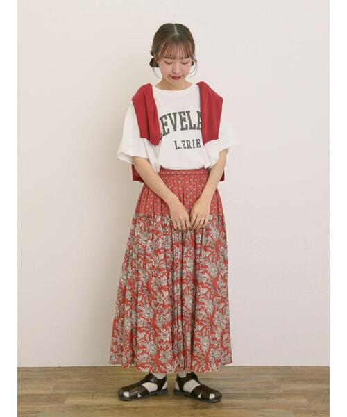 Samansa Mos2(サマンサ モスモス)の「ロゴアソートプリントゆるTシャツ(Tシャツ/カットソー・レディース・ベージュ/ネイビー/ピンク/オフホワイト・F)」の8枚目の写真