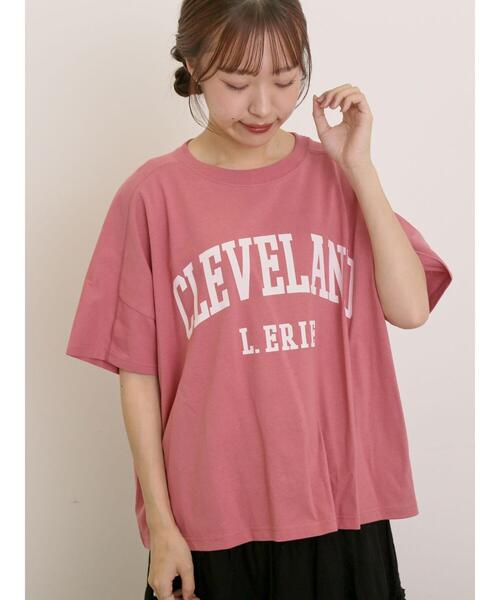 Samansa Mos2(サマンサ モスモス)の「ロゴアソートプリントゆるTシャツ(Tシャツ/カットソー・レディース・ベージュ/ネイビー/ピンク/オフホワイト・F)」の10枚目の写真