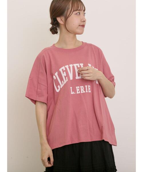 Samansa Mos2(サマンサ モスモス)の「ロゴアソートプリントゆるTシャツ(Tシャツ/カットソー・レディース・ベージュ/ネイビー/ピンク/オフホワイト・F)」の11枚目の写真