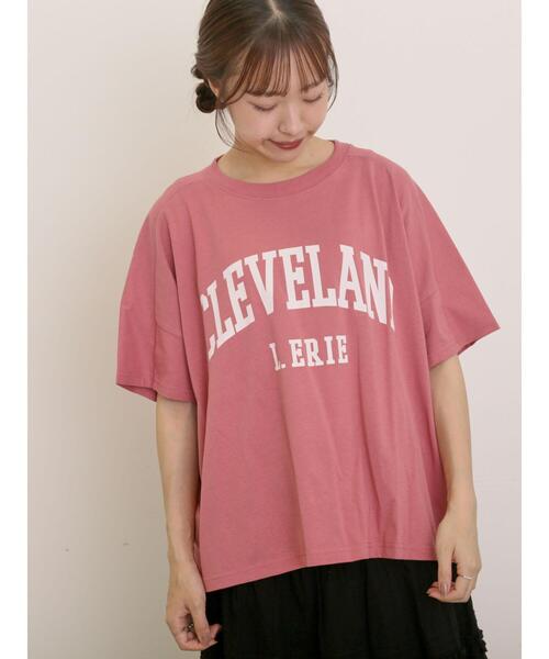 Samansa Mos2(サマンサ モスモス)の「ロゴアソートプリントゆるTシャツ(Tシャツ/カットソー・レディース・ベージュ/ネイビー/ピンク/オフホワイト・F)」の12枚目の写真