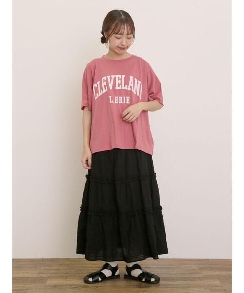 Samansa Mos2(サマンサ モスモス)の「ロゴアソートプリントゆるTシャツ(Tシャツ/カットソー・レディース・ベージュ/ネイビー/ピンク/オフホワイト・F)」の13枚目の写真