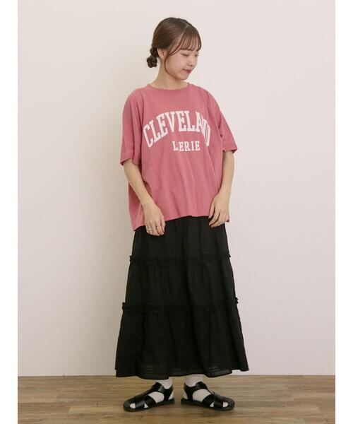 Samansa Mos2(サマンサ モスモス)の「ロゴアソートプリントゆるTシャツ(Tシャツ/カットソー・レディース・ベージュ/ネイビー/ピンク/オフホワイト・F)」の14枚目の写真