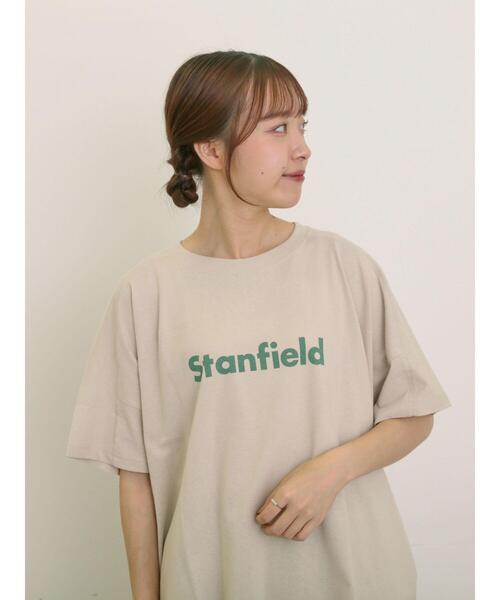 Samansa Mos2(サマンサ モスモス)の「ロゴアソートプリントゆるTシャツ(Tシャツ/カットソー・レディース・ベージュ/ネイビー/ピンク/オフホワイト・F)」の15枚目の写真