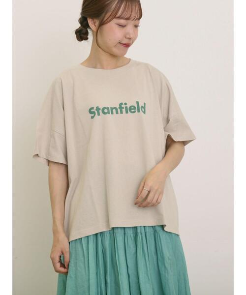 Samansa Mos2(サマンサ モスモス)の「ロゴアソートプリントゆるTシャツ(Tシャツ/カットソー・レディース・ベージュ/ネイビー/ピンク/オフホワイト・F)」の16枚目の写真
