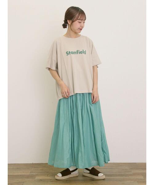 Samansa Mos2(サマンサ モスモス)の「ロゴアソートプリントゆるTシャツ(Tシャツ/カットソー・レディース・ベージュ/ネイビー/ピンク/オフホワイト・F)」の18枚目の写真