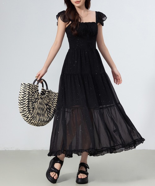 新品　utilite ユティリテ　定価¥1万8150円　ロングワンピース　黒 utilite ユティリテ aranciato別注 T/Wギャバ フレアー