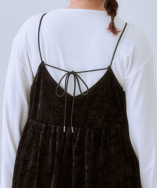 SMILE LAND（スマイルランド）の「＜大きいサイズ＞カットベロアキャミソール（キャミソール・レディース・ブラック/ピンク系・4L/3L/L/5L/LL）」の12枚目の写真