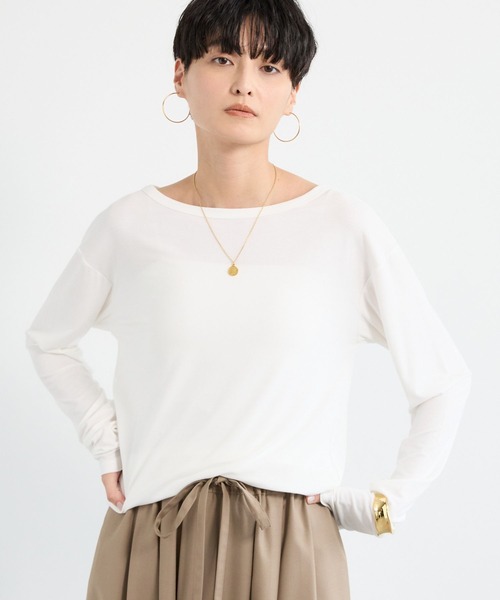 BARNYARDSTORM(バンヤードストーム)の「BARNYARDSTORM / ボートネックソフトプルオーバー / マシンウォッシャブル(Tシャツ/カットソー・レディース・ホワイト/チャコールグレー/ブラック・FREE)」の10枚目の写真