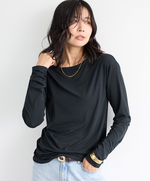 BARNYARDSTORM(バンヤードストーム)の「BARNYARDSTORM / ボートネックソフトプルオーバー / マシンウォッシャブル(Tシャツ/カットソー・レディース・ホワイト/チャコールグレー/ブラック・FREE)」の18枚目の写真