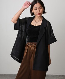 Floran（フローラン）の「メッシュ半袖ジャケット（テーラードジャケット）」