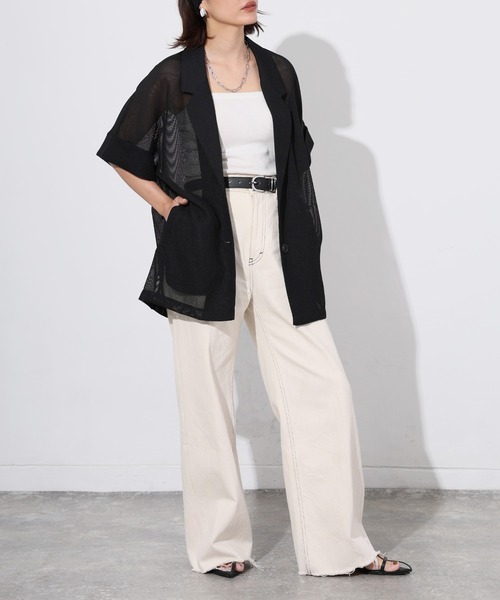 Floran(フローラン)の「メッシュ半袖ジャケット(テーラードジャケット・レディース・ブラウン/ブラック/アイボリー・FREE)」の8枚目の写真